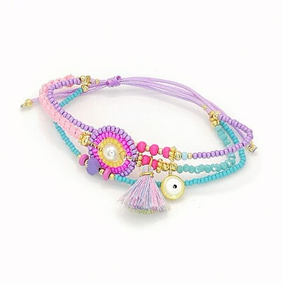Pulsera Triple Perla Rondanita