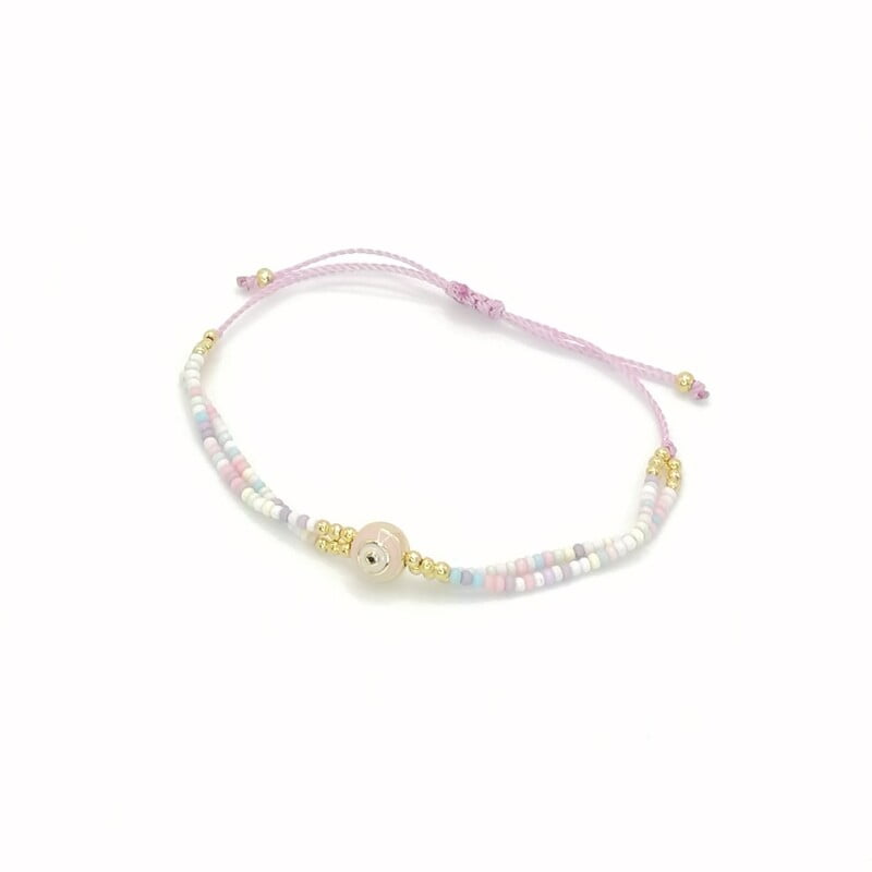 Pulsera Ojo Circulo Chaquira-Pasteles Pulsera Ojo Circulo Chaquira-Pasteles