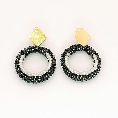 Arete Aro Bordado Chaquira