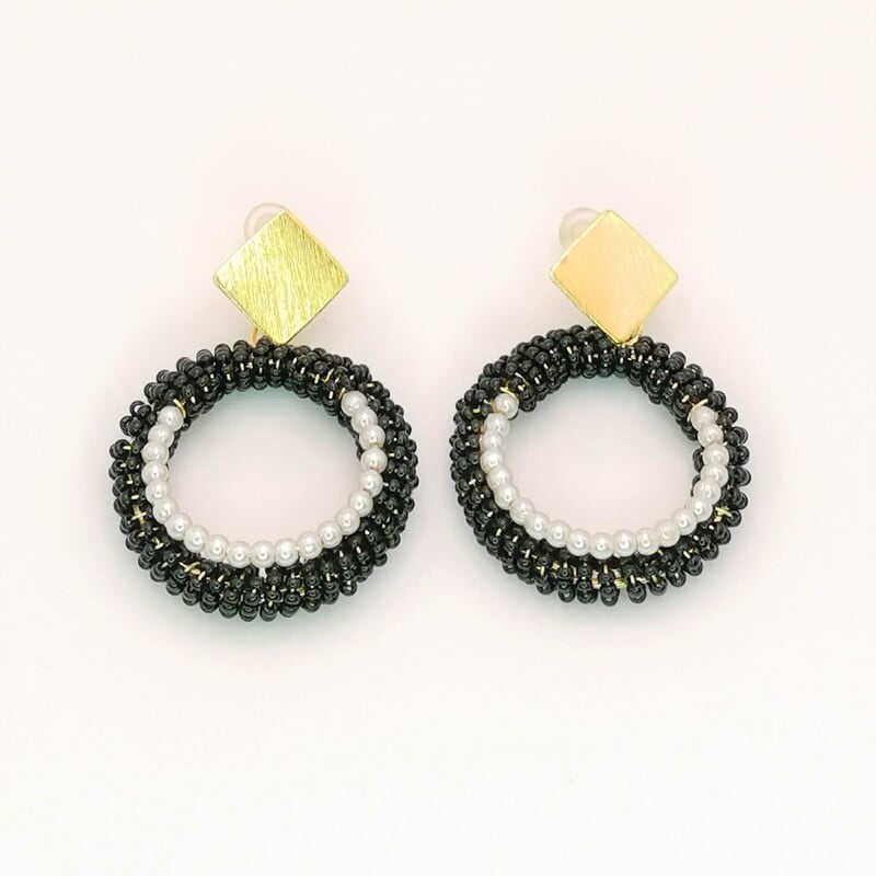 Arete Aro Bordado Chaquira Arete Aro Bordado Chaquira