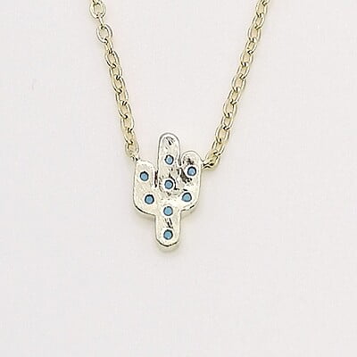 Collar Dije Cactus Puntos Azul