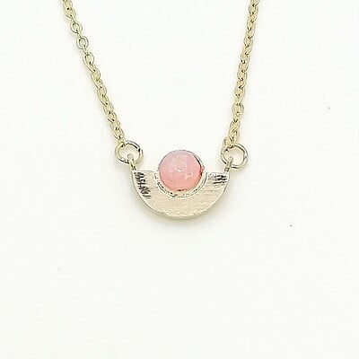 Collar Dije Abanico Piedra Rosa