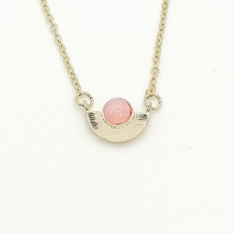 Collar Dije Abanico Piedra Rosa Collar Dije Abanico Piedra Rosa
