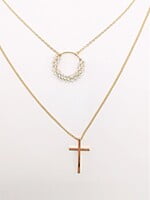 Collar Dije De Cruz Y Anillo Chaquira Collar Dije De Cruz Y Anillo Chaquira