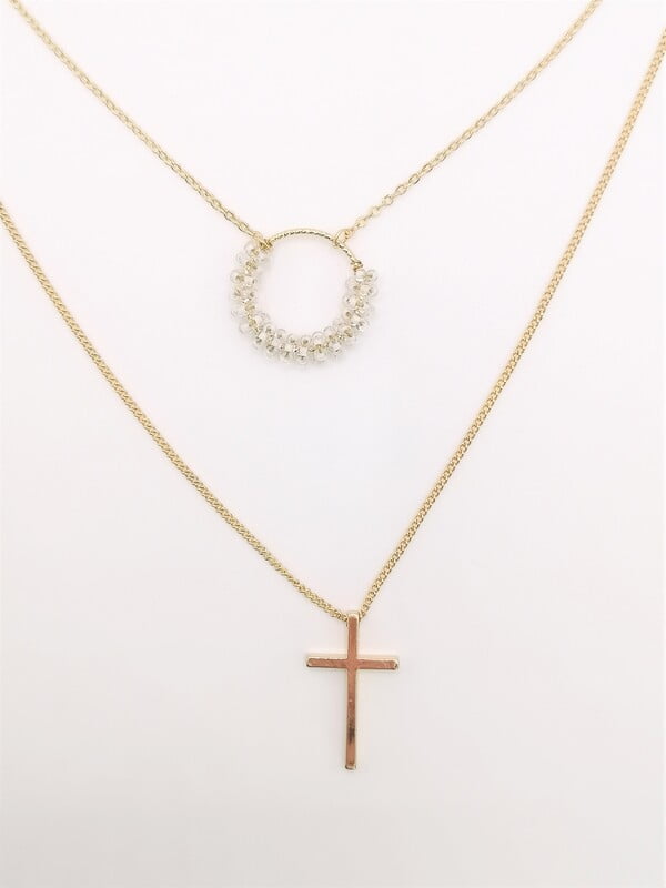 Collar Dije De Cruz Y Anillo Chaquira Collar Dije De Cruz Y Anillo Chaquira