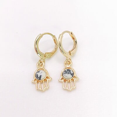 Aretes Mano Fatima Con Piedra