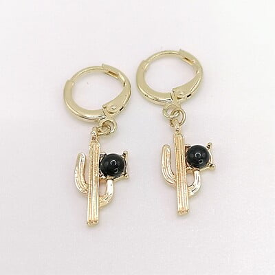 Aretes Cactus Piedra Negra