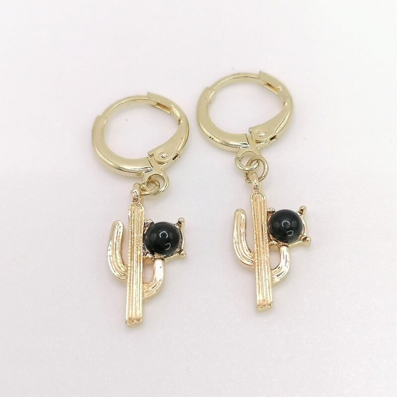 Aretes Cactus Piedra Negra Aretes Cactus Piedra Negra