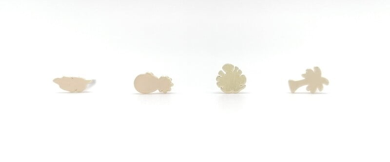 Aretes Palmera, Piña Y Hojas Aretes Palmera, Piña Y Hojas