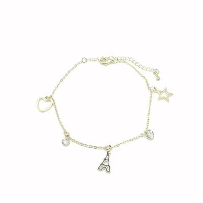 Pulsera Torre Eiffel Corazón Y Estrella