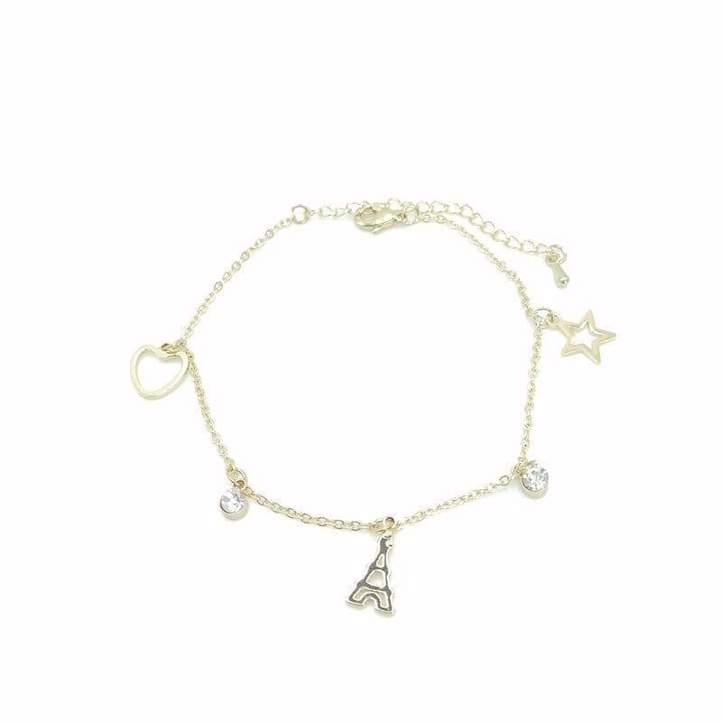 Pulsera Torre Eiffel Corazón Y Estrella Pulsera Torre Eiffel Corazón Y Estrella