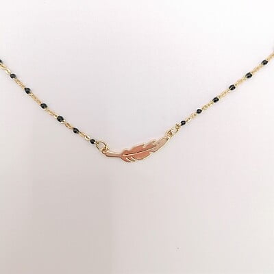 Collar Decoración Negro Y Pluma