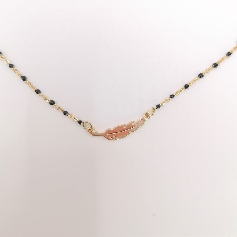 Collar Decoración Negro Y Pluma Collar Decoración Negro Y Pluma